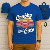 Crabby But Cute Retro Crabbing Seafood Crabber Crabs Gift T-Shirt thumb 6