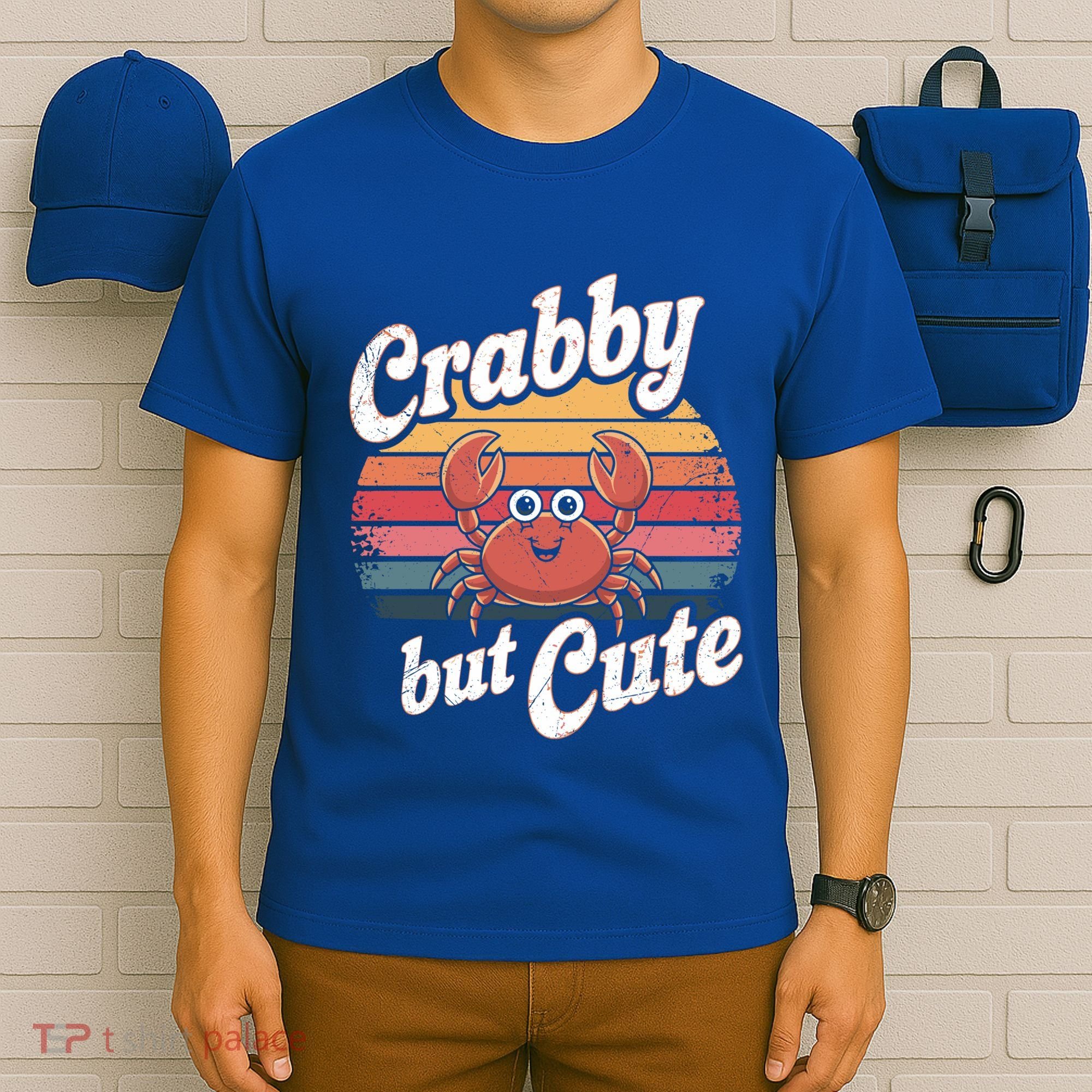 Crabby But Cute Retro Crabbing Seafood Crabber Crabs Gift T-Shirt