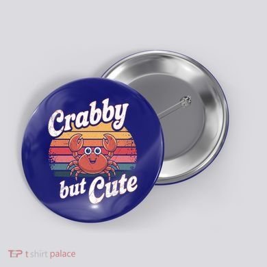 Crabby But Cute Retro Crabbing Seafood Crabber Crabs Gift Button