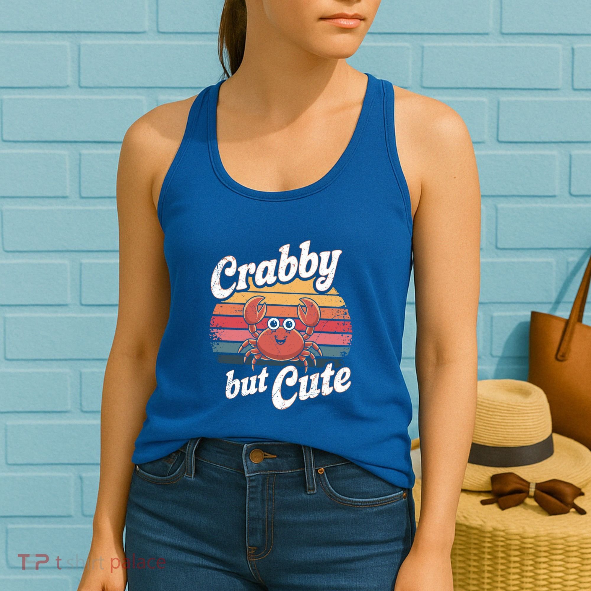 Crabby But Cute Retro Crabbing Seafood Crabber Crabs Gift Women's Tank Top