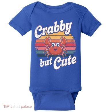 Crabby But Cute Retro Crabbing Seafood Crabber Crabs Gift Baby Bodysuit