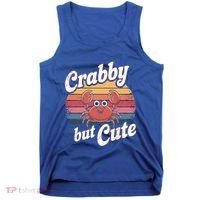 Crabby But Cute Retro Crabbing Seafood Crabber Crabs Gift Tank Top thumb 0