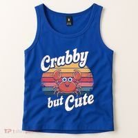 Crabby But Cute Retro Crabbing Seafood Crabber Crabs Gift Tank Top thumb 2