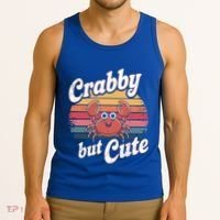 Crabby But Cute Retro Crabbing Seafood Crabber Crabs Gift Tank Top thumb 3