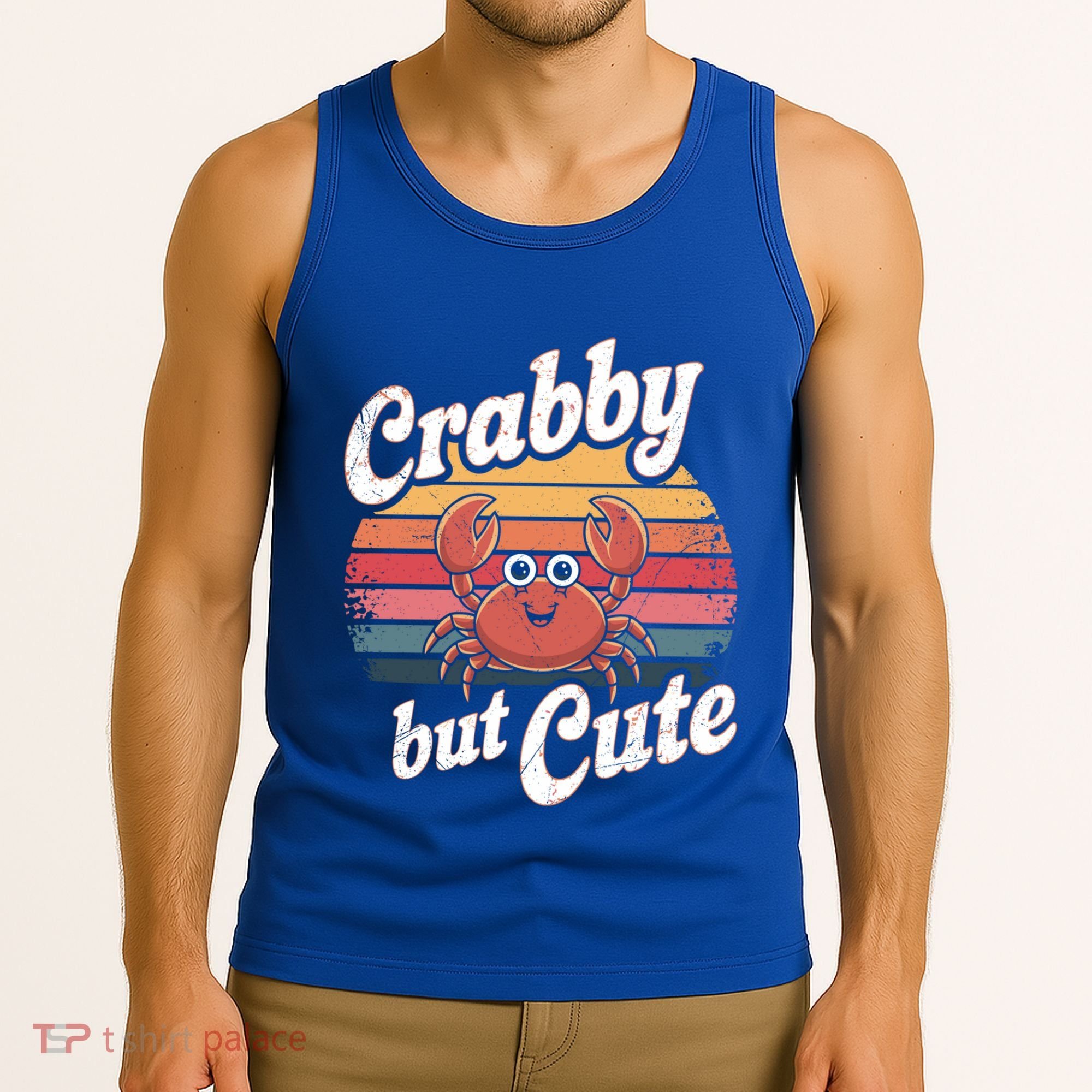 Crabby But Cute Retro Crabbing Seafood Crabber Crabs Gift Tank Top