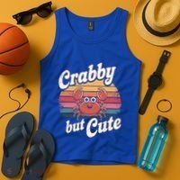 Crabby But Cute Retro Crabbing Seafood Crabber Crabs Gift Tank Top thumb 4