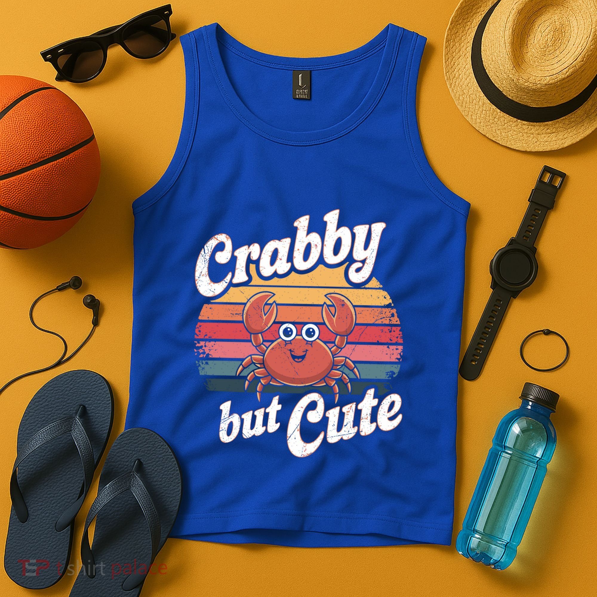 Crabby But Cute Retro Crabbing Seafood Crabber Crabs Gift Tank Top