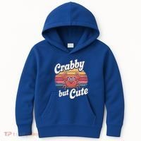Crabby But Cute Retro Crabbing Seafood Crabber Crabs Gift Kids Hoodie thumb 0