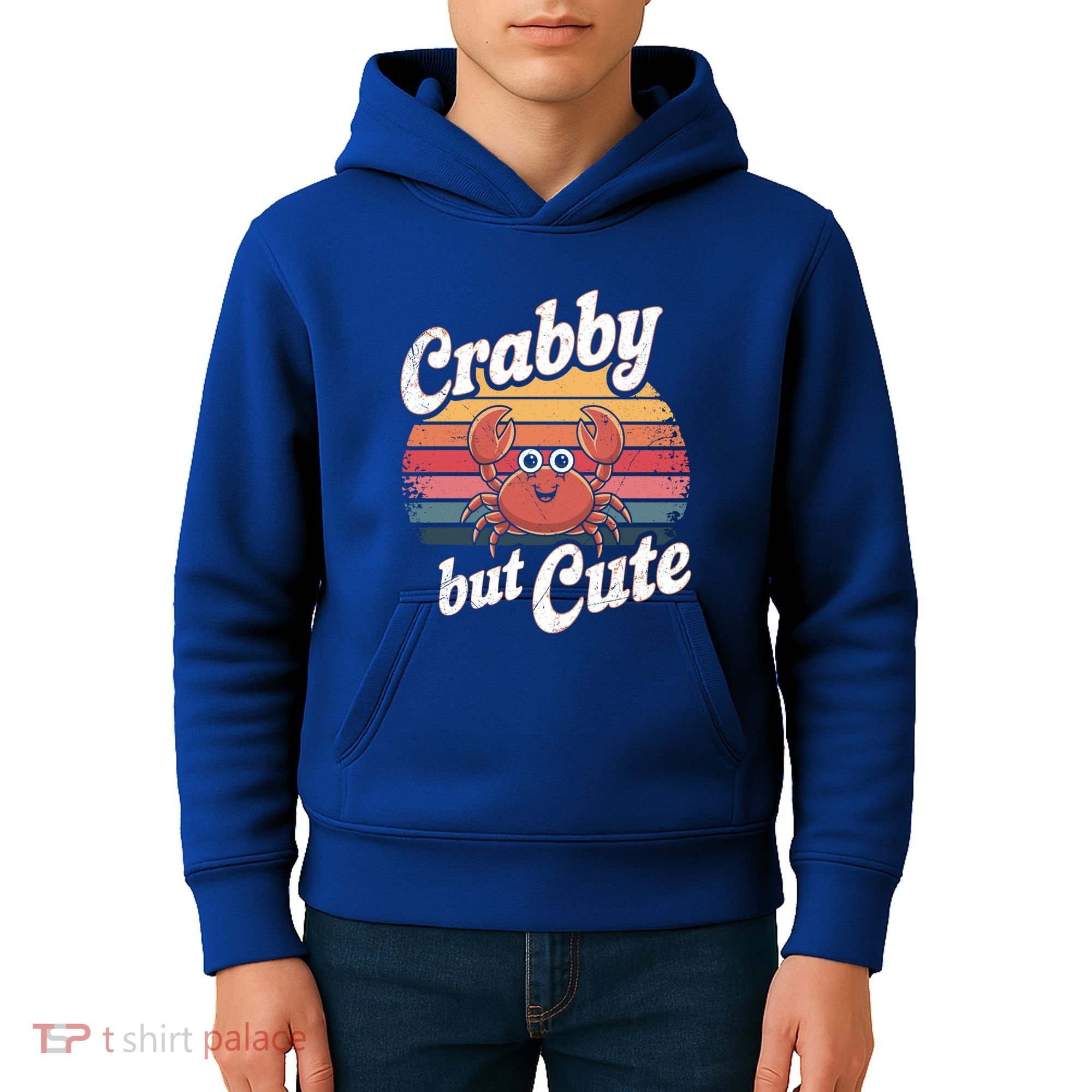 Crabby But Cute Retro Crabbing Seafood Crabber Crabs Gift Kids Hoodie