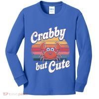 Crabby But Cute Retro Crabbing Seafood Crabber Crabs Gift Kids Long Sleeve Shirt thumb 0