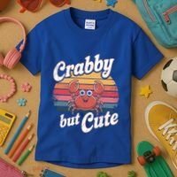 Crabby But Cute Retro Crabbing Seafood Crabber Crabs Gift Kids T-Shirt thumb 3
