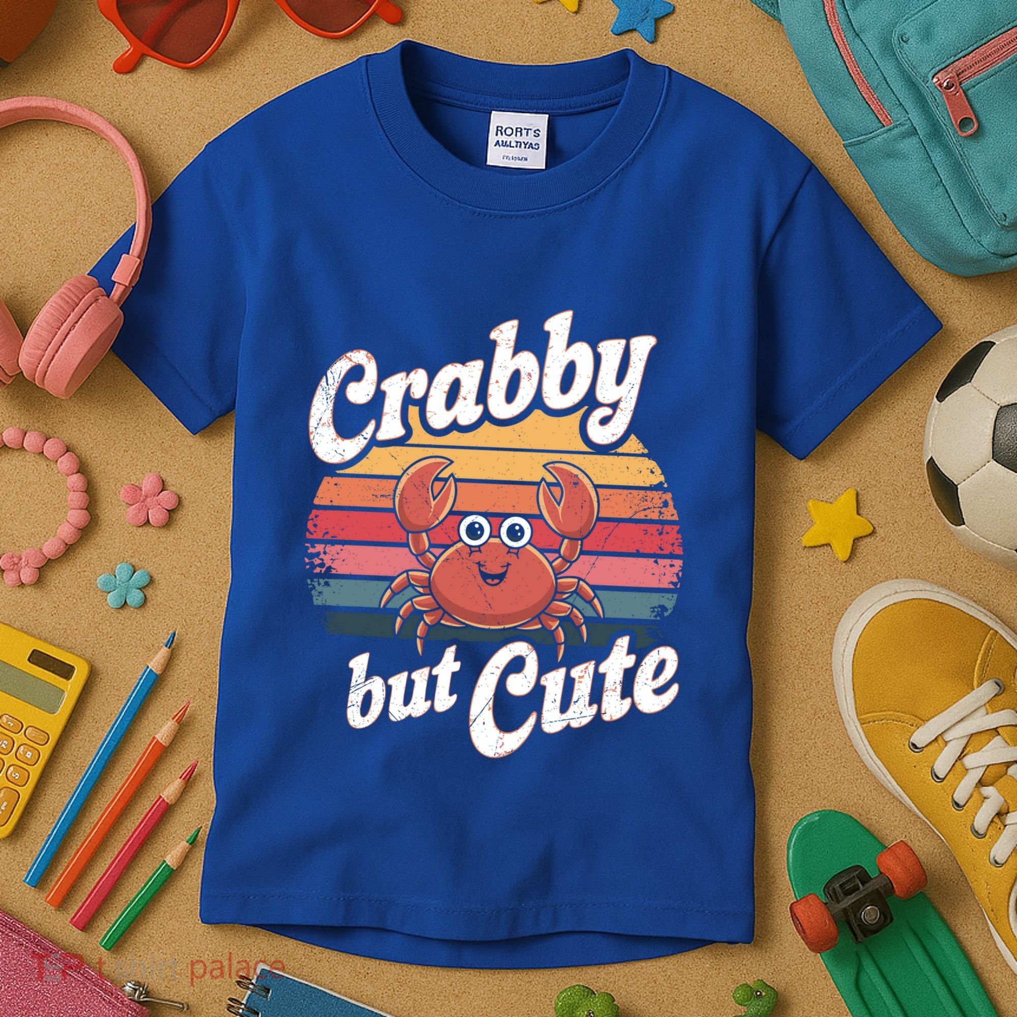 Crabby But Cute Retro Crabbing Seafood Crabber Crabs Gift Kids T-Shirt