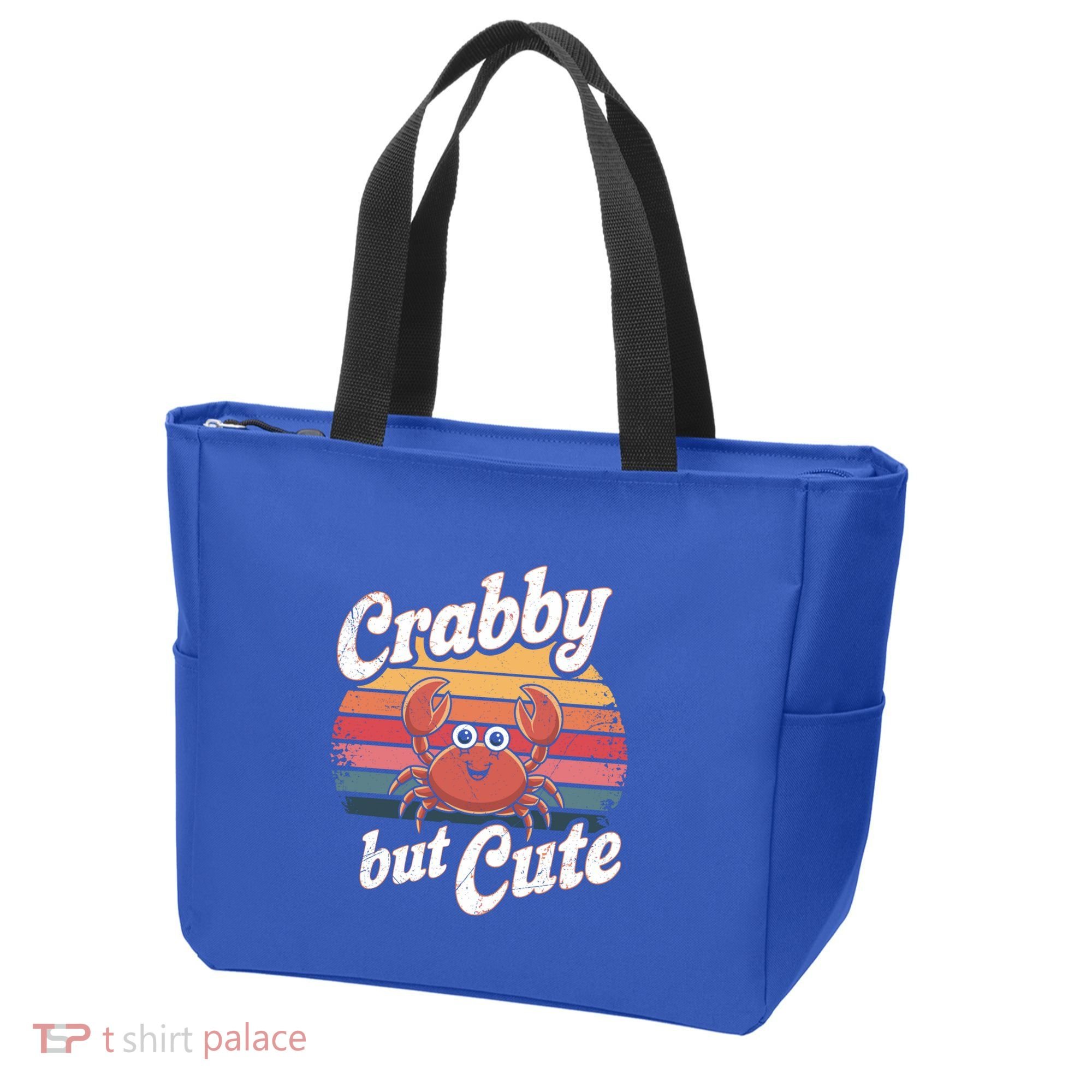 Crabby But Cute Retro Crabbing Seafood Crabber Crabs Gift Tote Bag