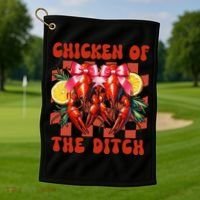 Crawfish Boil Coquette Bow Cajun Seafood Chicken Of Ditch Golf Towel thumb 1