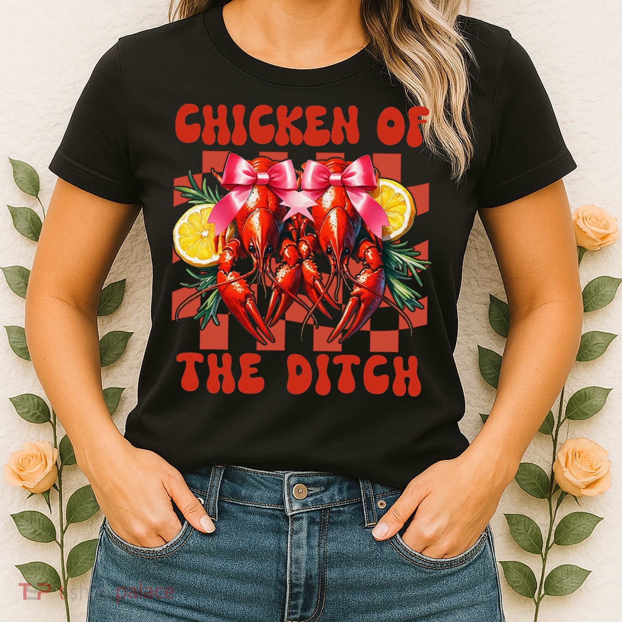 Crawfish Boil Coquette Bow Cajun Seafood Chicken Of Ditch Women's T-Shirt