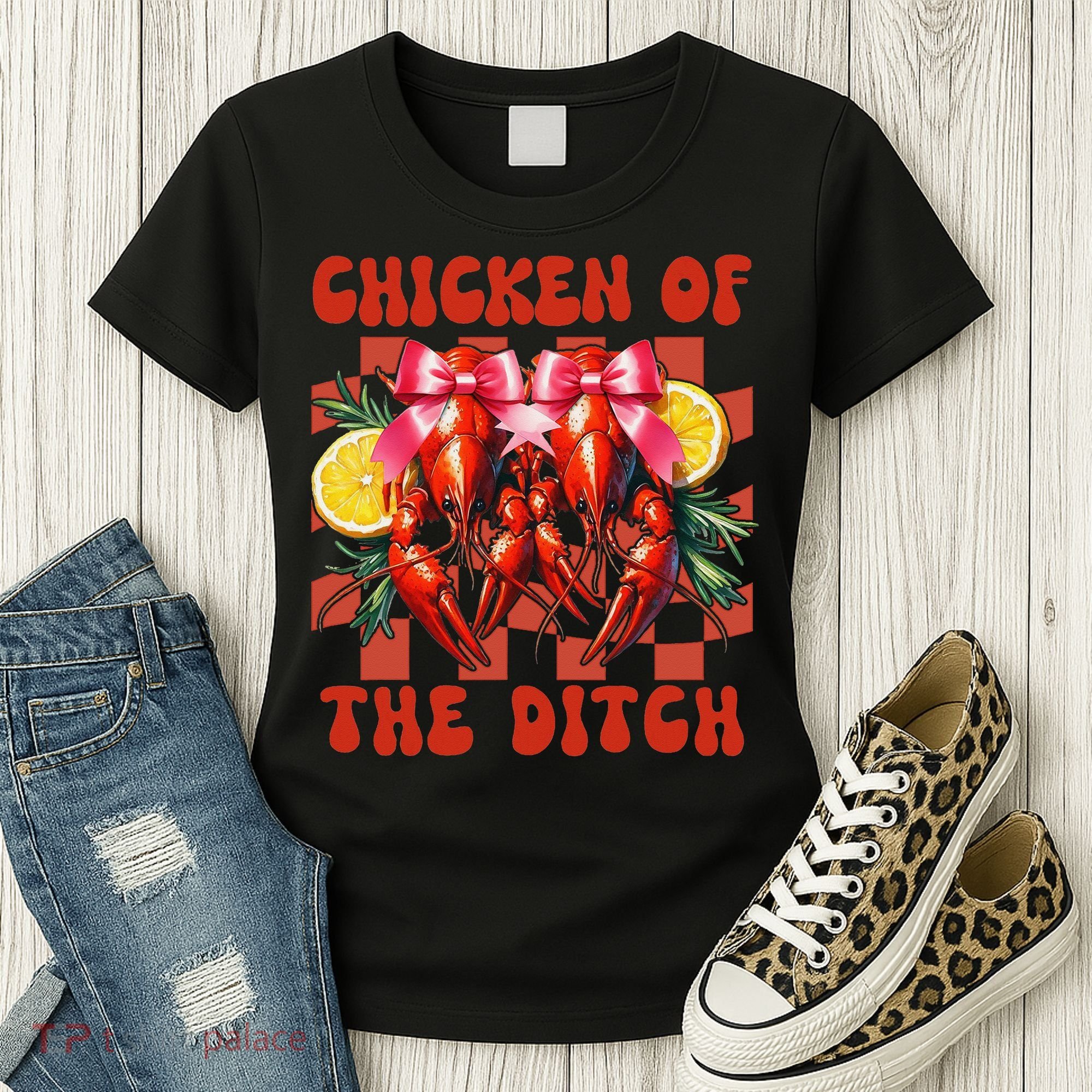 Crawfish Boil Coquette Bow Cajun Seafood Chicken Of Ditch Women's T-Shirt