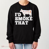 Chef Butcher Cook BBQ I'd Smoke That Funny Barbecue Cow Women's Sweatshirt thumb 0