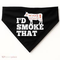 Chef Butcher Cook BBQ I'd Smoke That Funny Barbecue Cow USA-Made Doggie Bandana thumb 0