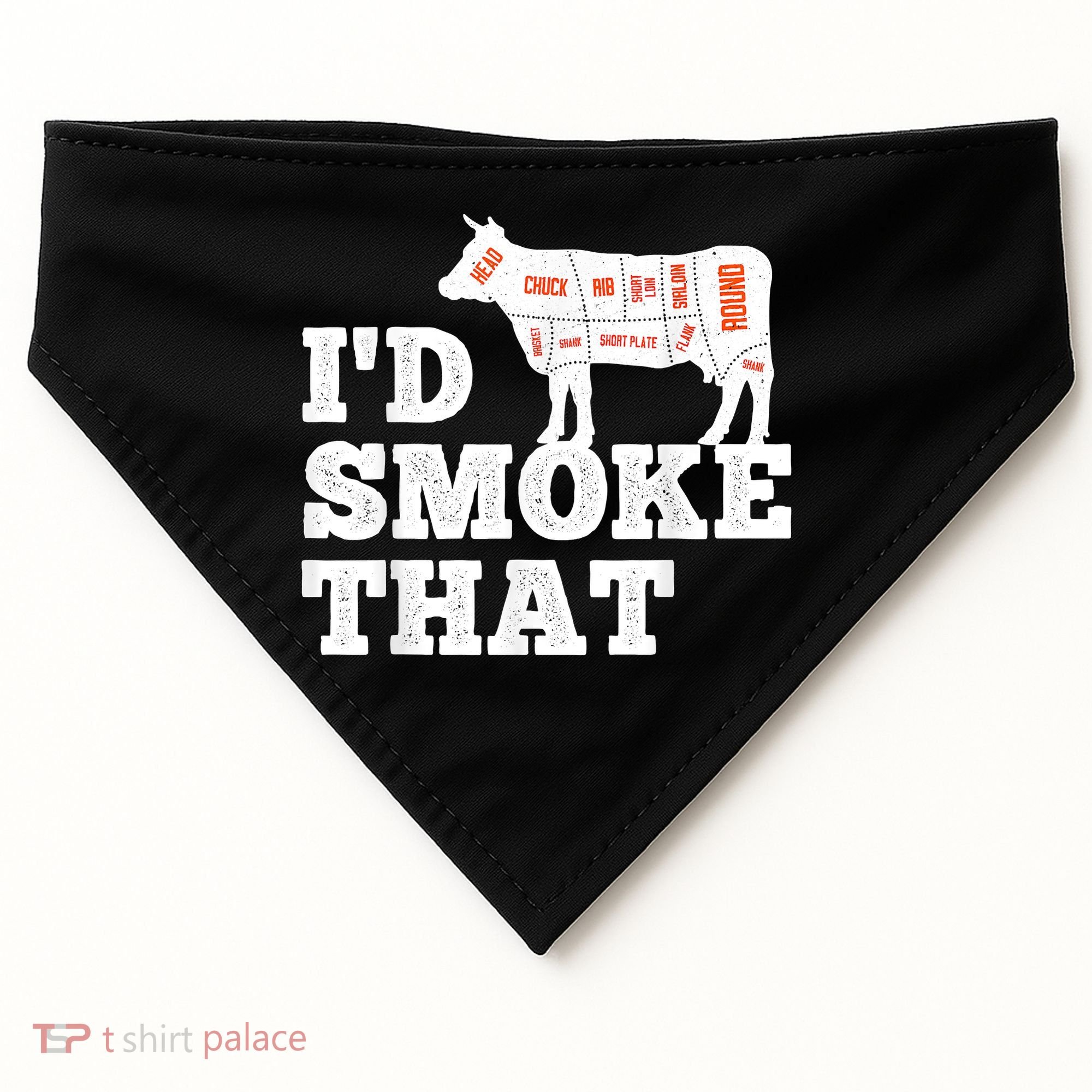 Chef Butcher Cook BBQ I'd Smoke That Funny Barbecue Cow USA-Made Doggie Bandana