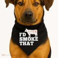Chef Butcher Cook BBQ I'd Smoke That Funny Barbecue Cow USA-Made Doggie Bandana thumb 1