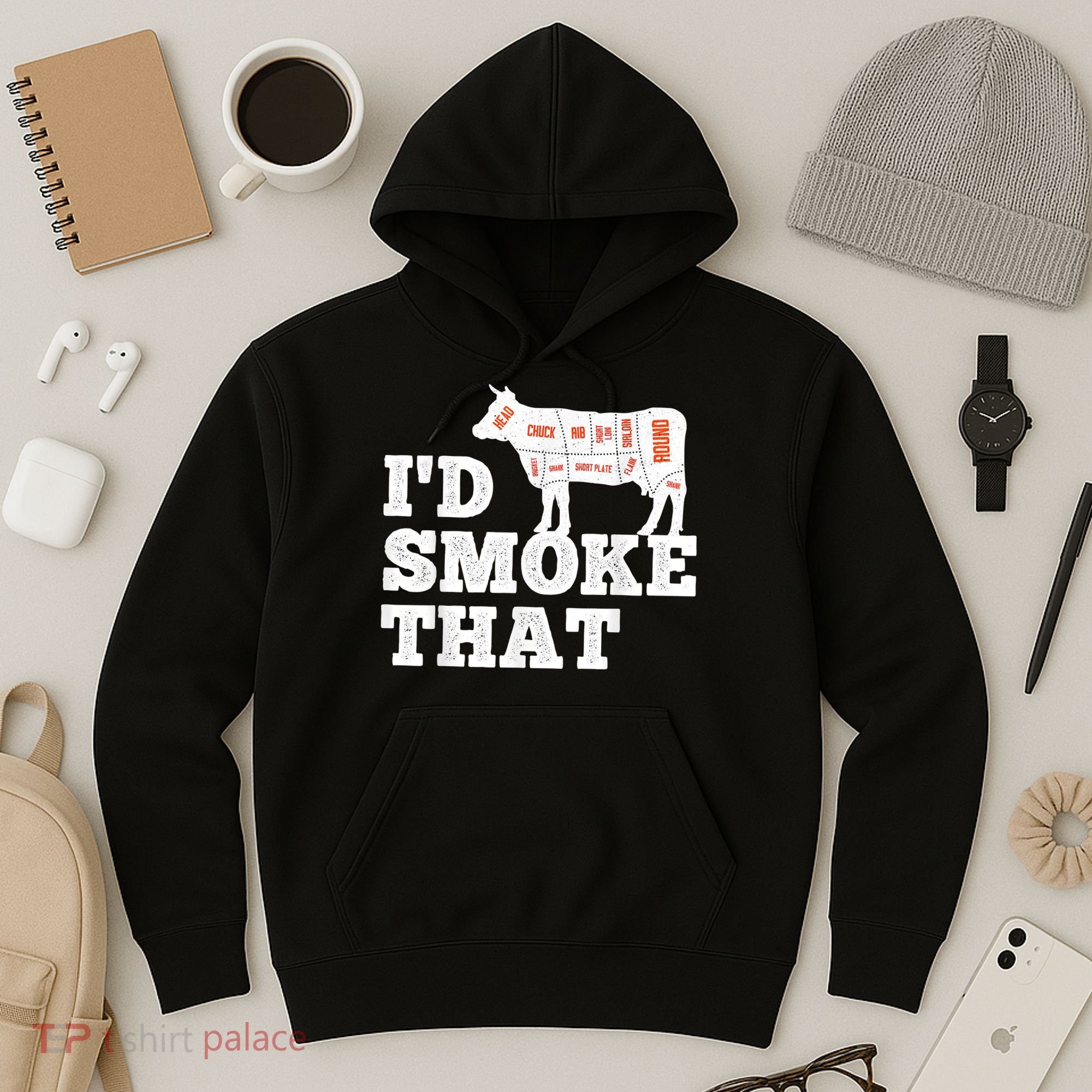 Chef Butcher Cook BBQ I'd Smoke That Funny Barbecue Cow Hoodie