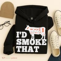 Chef Butcher Cook BBQ I'd Smoke That Funny Barbecue Cow Hoodie thumb 4