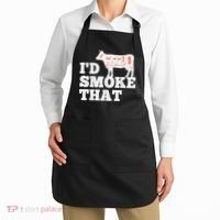 Chef Butcher Cook BBQ I'd Smoke That Funny Barbecue Cow Apron thumb 2