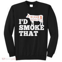 Chef Butcher Cook BBQ I'd Smoke That Funny Barbecue Cow Sweatshirt thumb 0