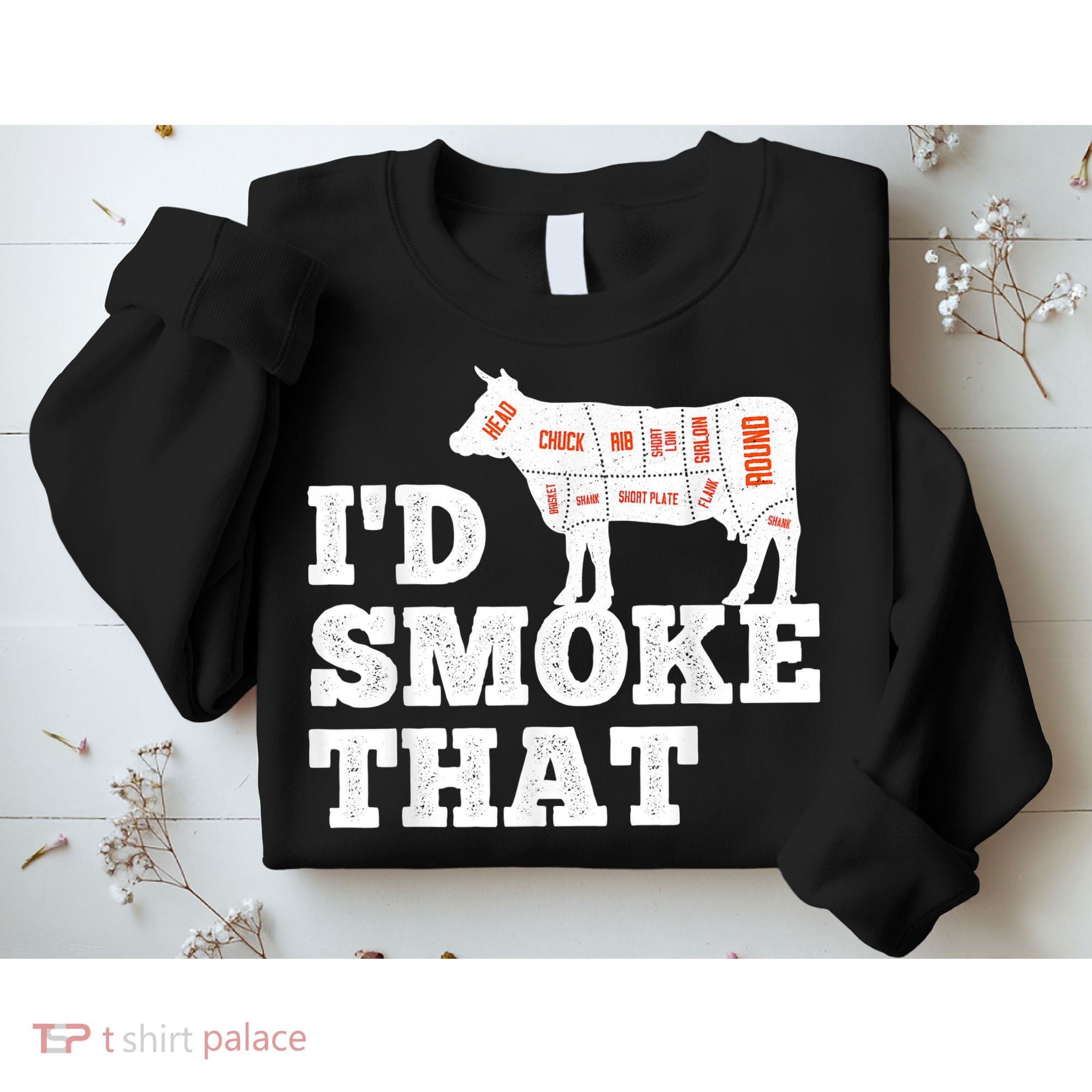 Chef Butcher Cook BBQ I'd Smoke That Funny Barbecue Cow Sweatshirt