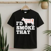 Chef Butcher Cook BBQ I'd Smoke That Funny Barbecue Cow T-Shirt thumb 2