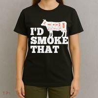 Chef Butcher Cook BBQ I'd Smoke That Funny Barbecue Cow T-Shirt thumb 4