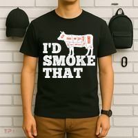 Chef Butcher Cook BBQ I'd Smoke That Funny Barbecue Cow T-Shirt thumb 6