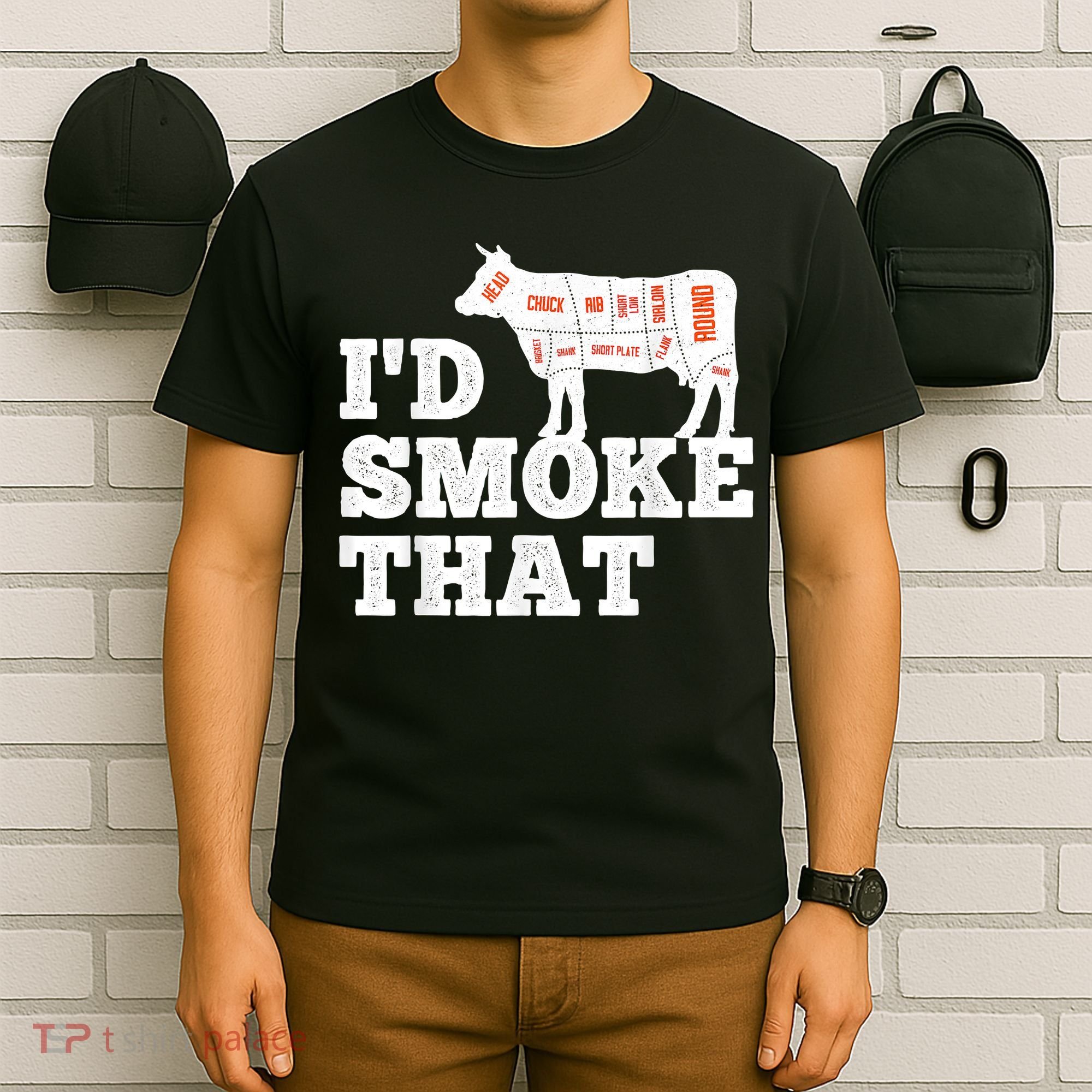 Chef Butcher Cook BBQ I'd Smoke That Funny Barbecue Cow T-Shirt