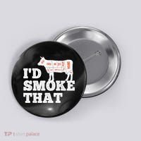 Chef Butcher Cook BBQ I'd Smoke That Funny Barbecue Cow Button thumb 0