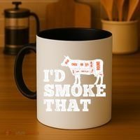Chef Butcher Cook BBQ I'd Smoke That Funny Barbecue Cow Coffee Mug thumb 4