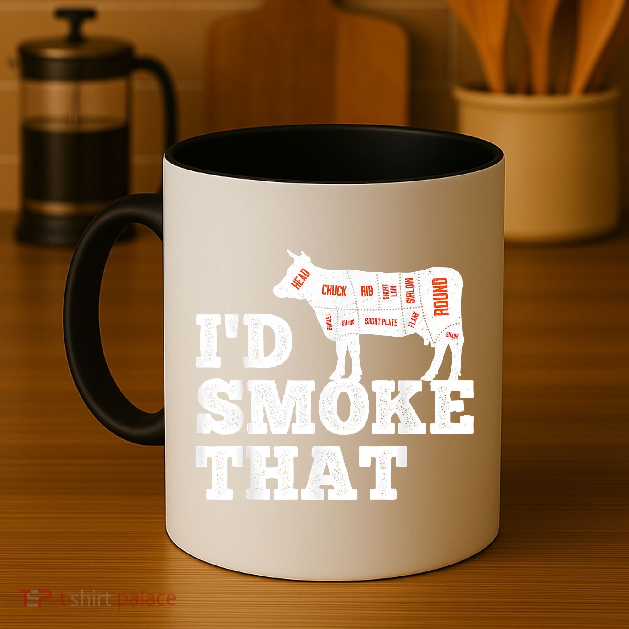 Chef Butcher Cook BBQ I'd Smoke That Funny Barbecue Cow Coffee Mug