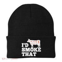Chef Butcher Cook BBQ I'd Smoke That Funny Barbecue Cow Beanie thumb 0