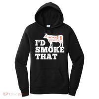 Chef Butcher Cook BBQ I'd Smoke That Funny Barbecue Cow Women's Hoodie thumb 0