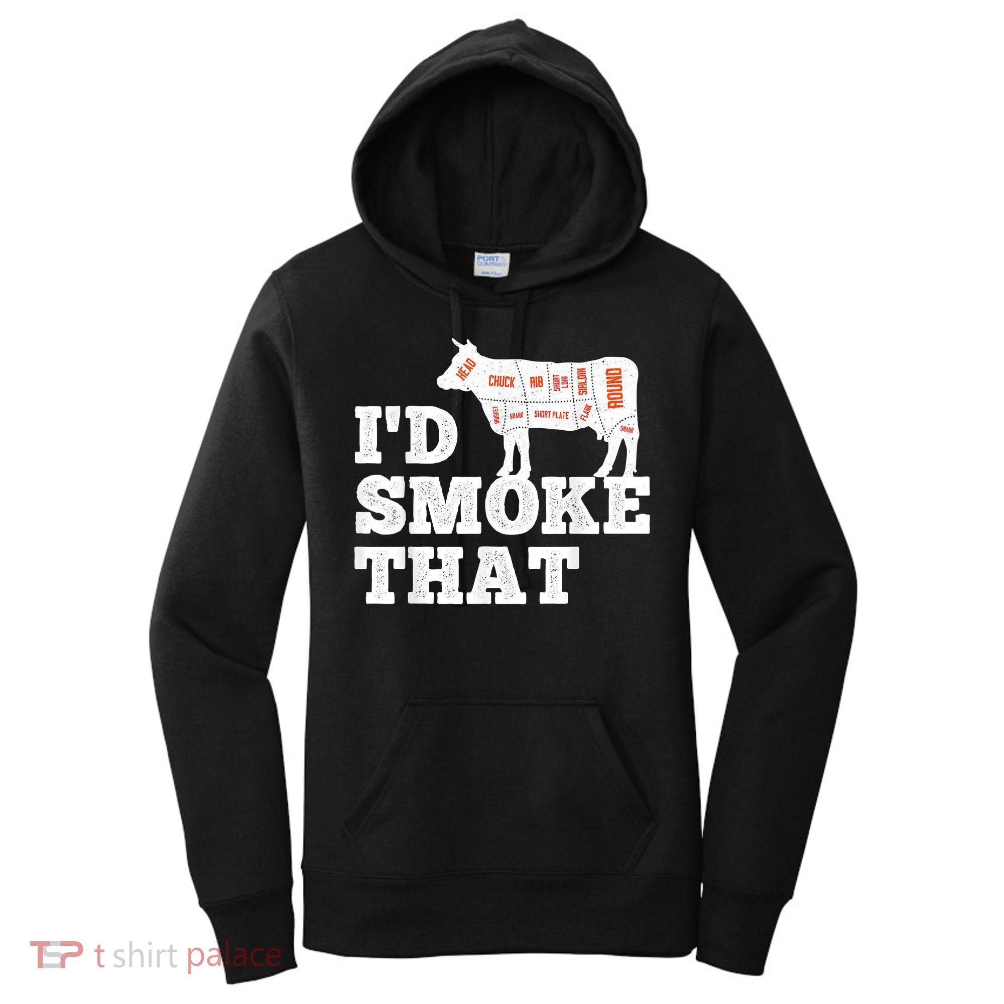 Chef Butcher Cook BBQ I'd Smoke That Funny Barbecue Cow Women's Hoodie