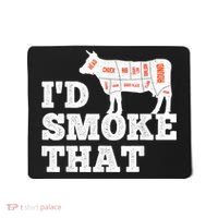 Chef Butcher Cook BBQ I'd Smoke That Funny Barbecue Cow Mousepad thumb 0