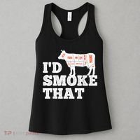 Chef Butcher Cook BBQ I'd Smoke That Funny Barbecue Cow Women's Tank Top thumb 3
