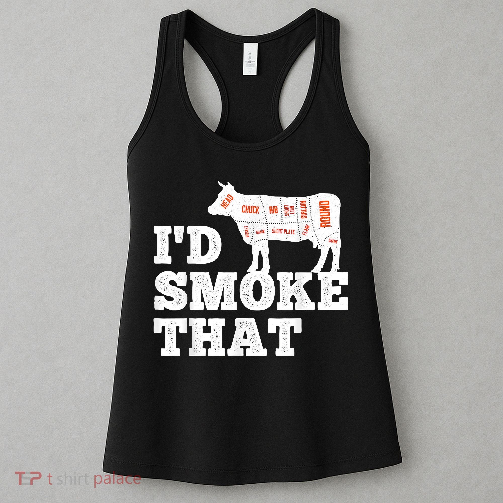 Chef Butcher Cook BBQ I'd Smoke That Funny Barbecue Cow Women's Tank Top