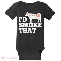 Chef Butcher Cook BBQ I'd Smoke That Funny Barbecue Cow Baby Bodysuit thumb 0