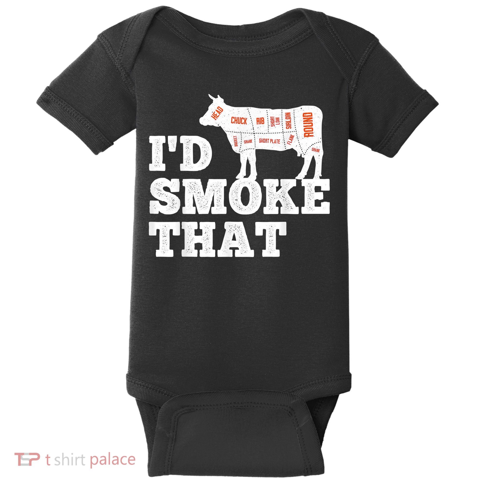 Chef Butcher Cook BBQ I'd Smoke That Funny Barbecue Cow Baby Bodysuit