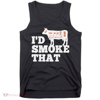 Chef Butcher Cook BBQ I'd Smoke That Funny Barbecue Cow Tank Top