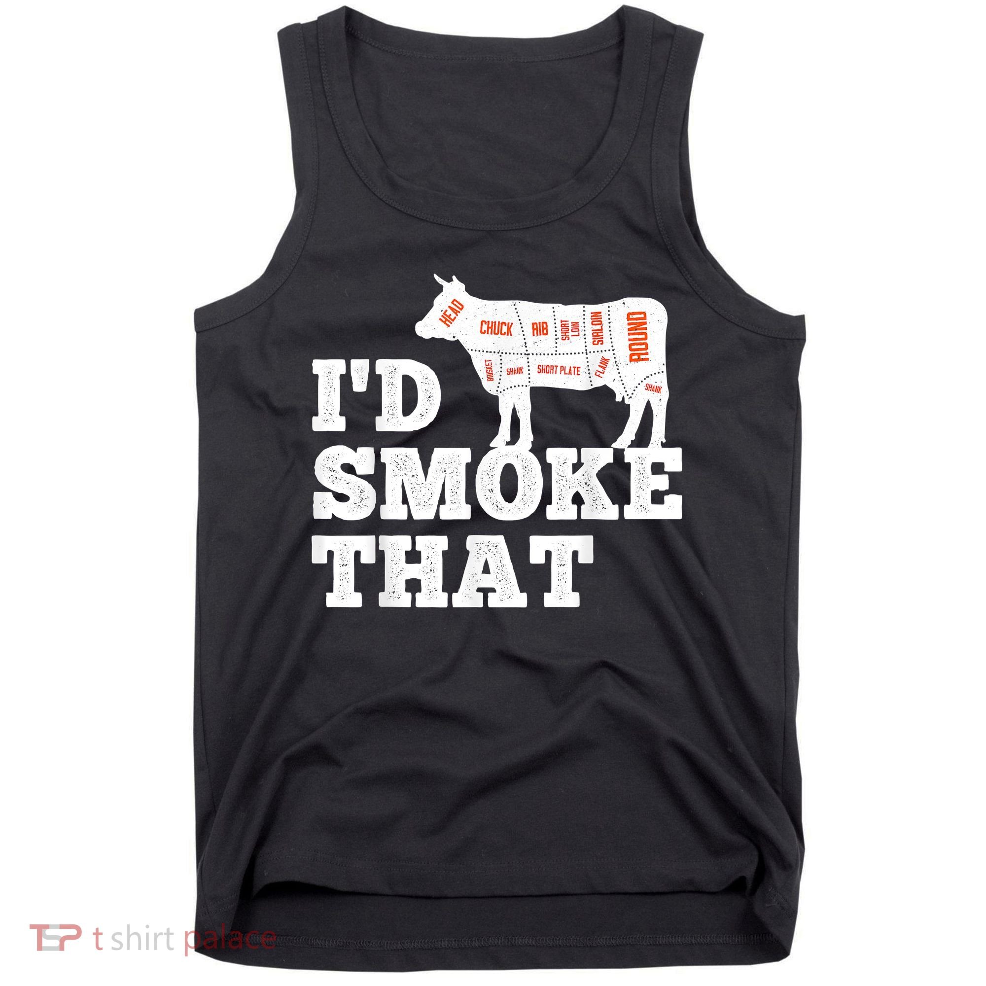 Chef Butcher Cook BBQ I'd Smoke That Funny Barbecue Cow Tank Top