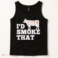 Chef Butcher Cook BBQ I'd Smoke That Funny Barbecue Cow Tank Top thumb 2