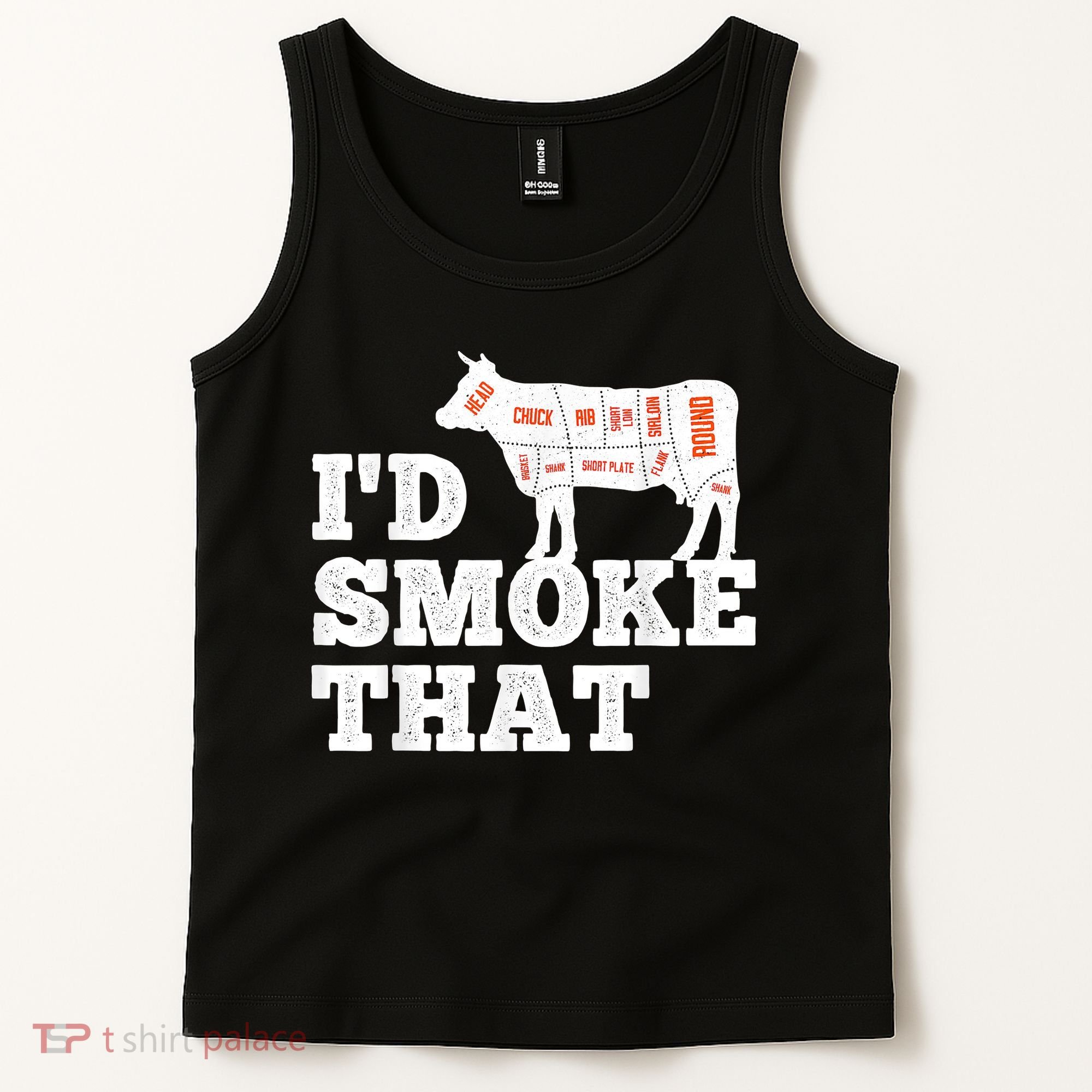 Chef Butcher Cook BBQ I'd Smoke That Funny Barbecue Cow Tank Top
