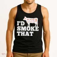 Chef Butcher Cook BBQ I'd Smoke That Funny Barbecue Cow Tank Top thumb 3