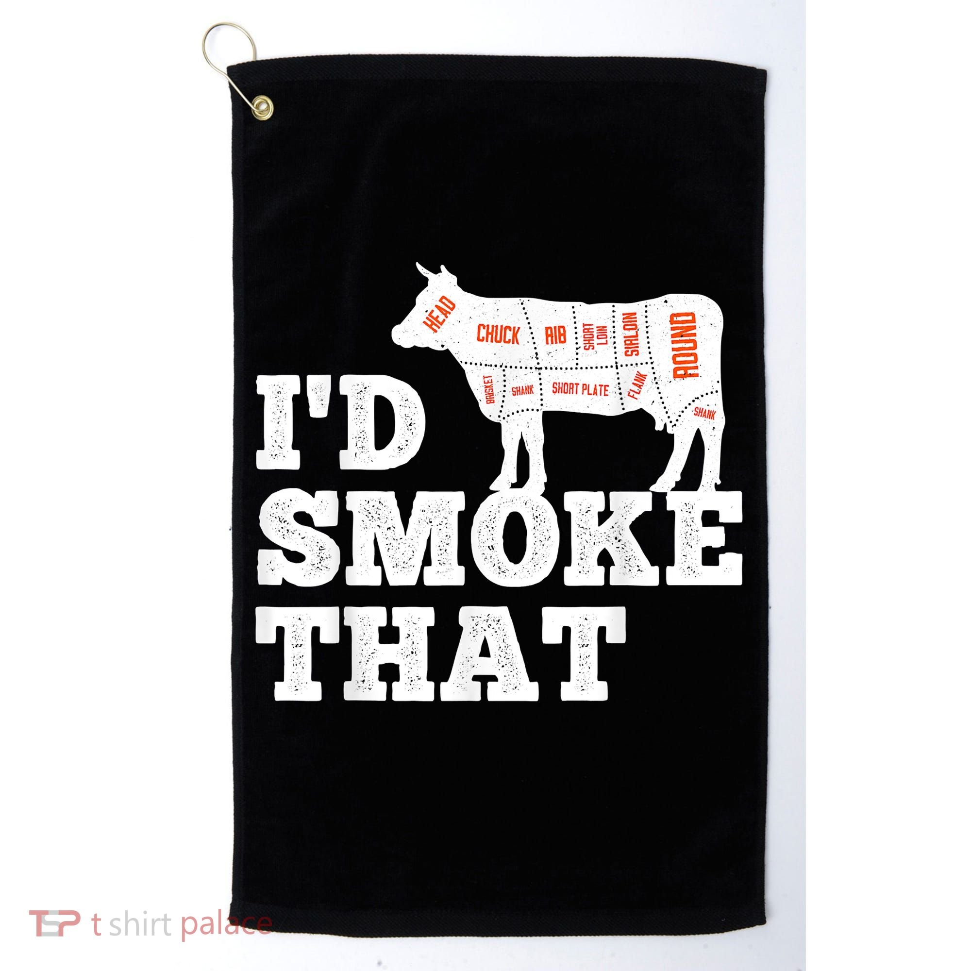 Chef Butcher Cook BBQ I'd Smoke That Funny Barbecue Cow Golf Towel